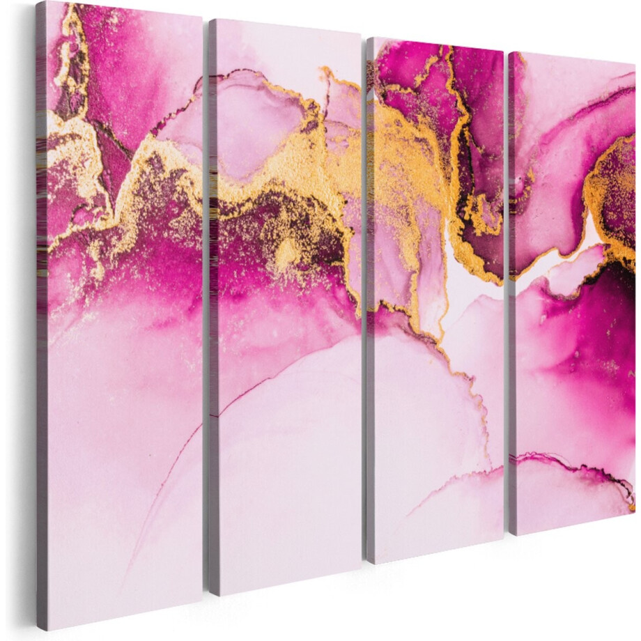 Artaza Canvas Schilderij Vierluik Abstracte Kunst - Roze Marmer - 80x60 - Klein - Foto Op Canvas - Canvas Print afbeelding 1