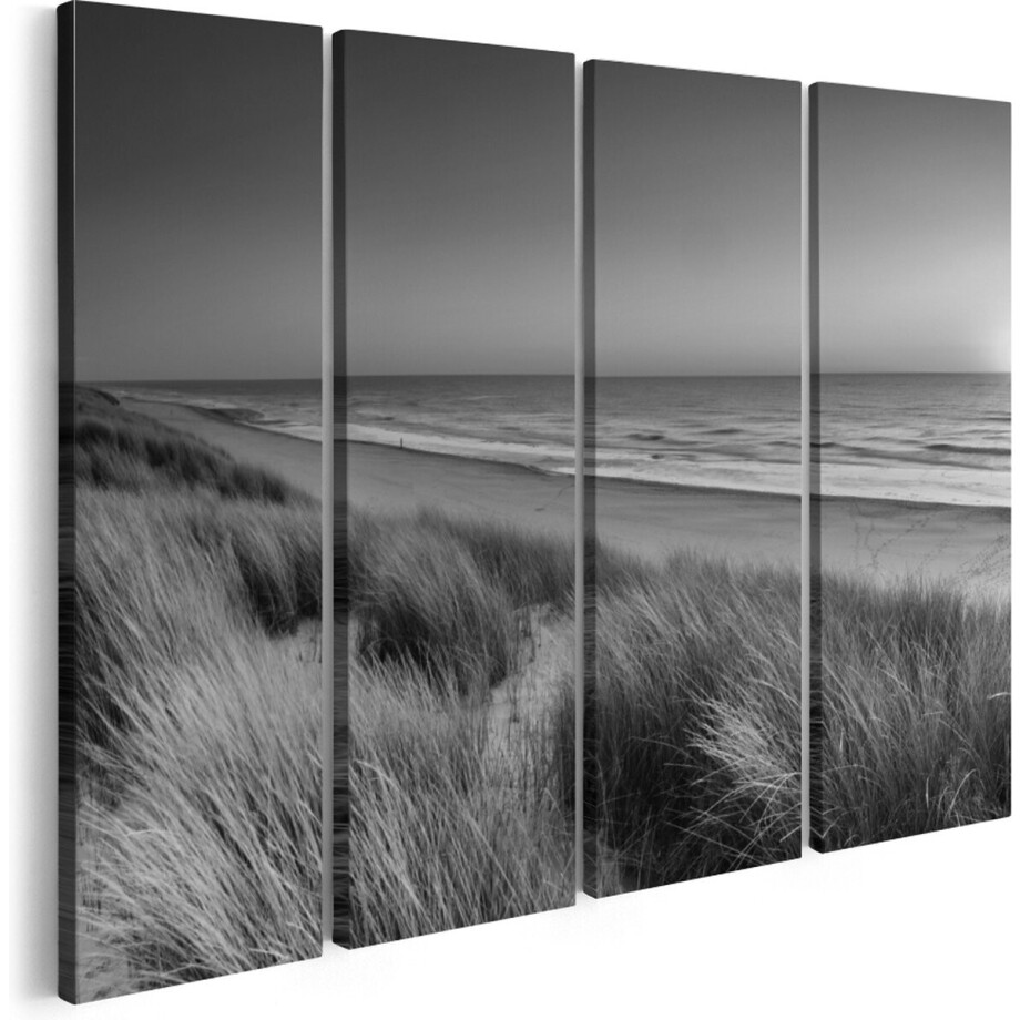 Artaza Canvas Schilderij Vierluik Strand en Zee met Zonsondergang - Zwart Wit - 80x60 - Klein - Foto Op Canvas - Canvas Print Artaza Canvas Schilderij Vierluik Strand en Zee met Zonsondergang - Zwart Wit - 80x60 - Klein - Foto Op Canvas - Canvas Print afbeelding 1