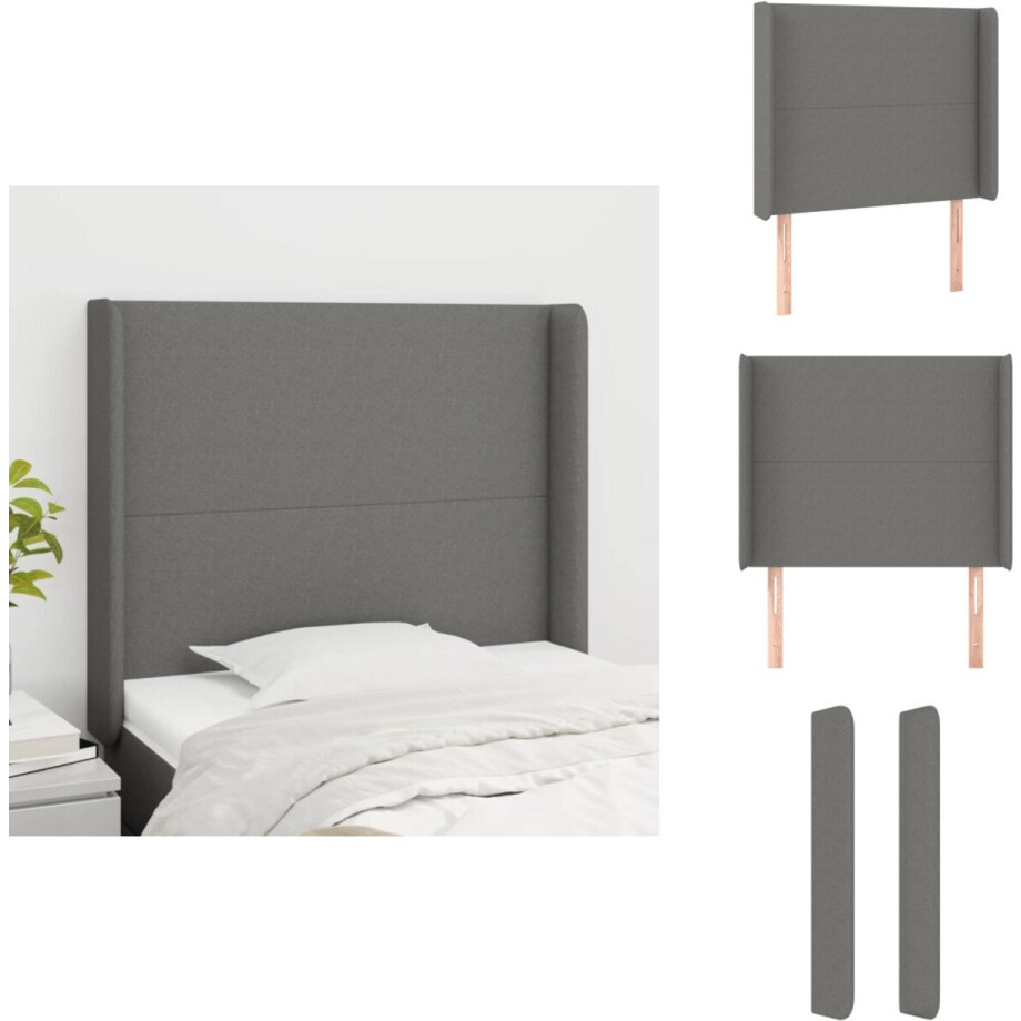 vidaXL Hoofdbord - Hoofdborden - Hoofdeinde - Houten Hoofdbord - Hoofdbord met randen 93x16x118/128 cm stof donkergrijs vidaXL Hoofdbord - Hoofdborden - Hoofdeinde - Houten Hoofdbord - Hoofdbord met randen 93x16x118/128 cm stof donkergrijs afbeelding 1