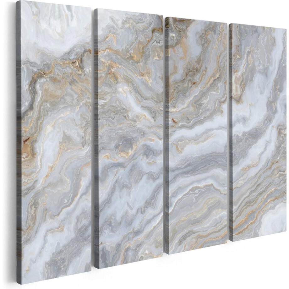 Artaza Canvas Schilderij Vierluik Witte Marmer - Abstracte Kunst - 120x90 cm - Wanddecoratie Woonkamer - Schilderijen - Muurdecoratie afbeelding 1
