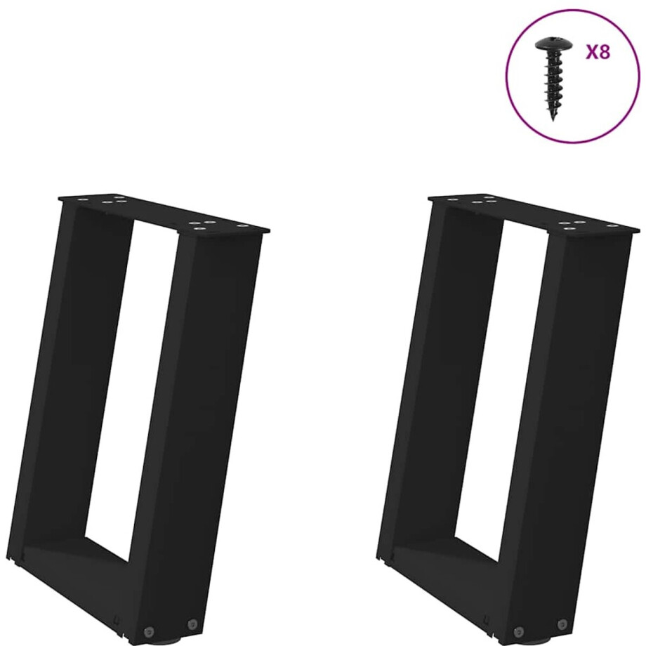 vidaXL - Salontafelpoten - 2 - st - U-vormig - 28x(42-43) - cm - staal - zwart afbeelding 1