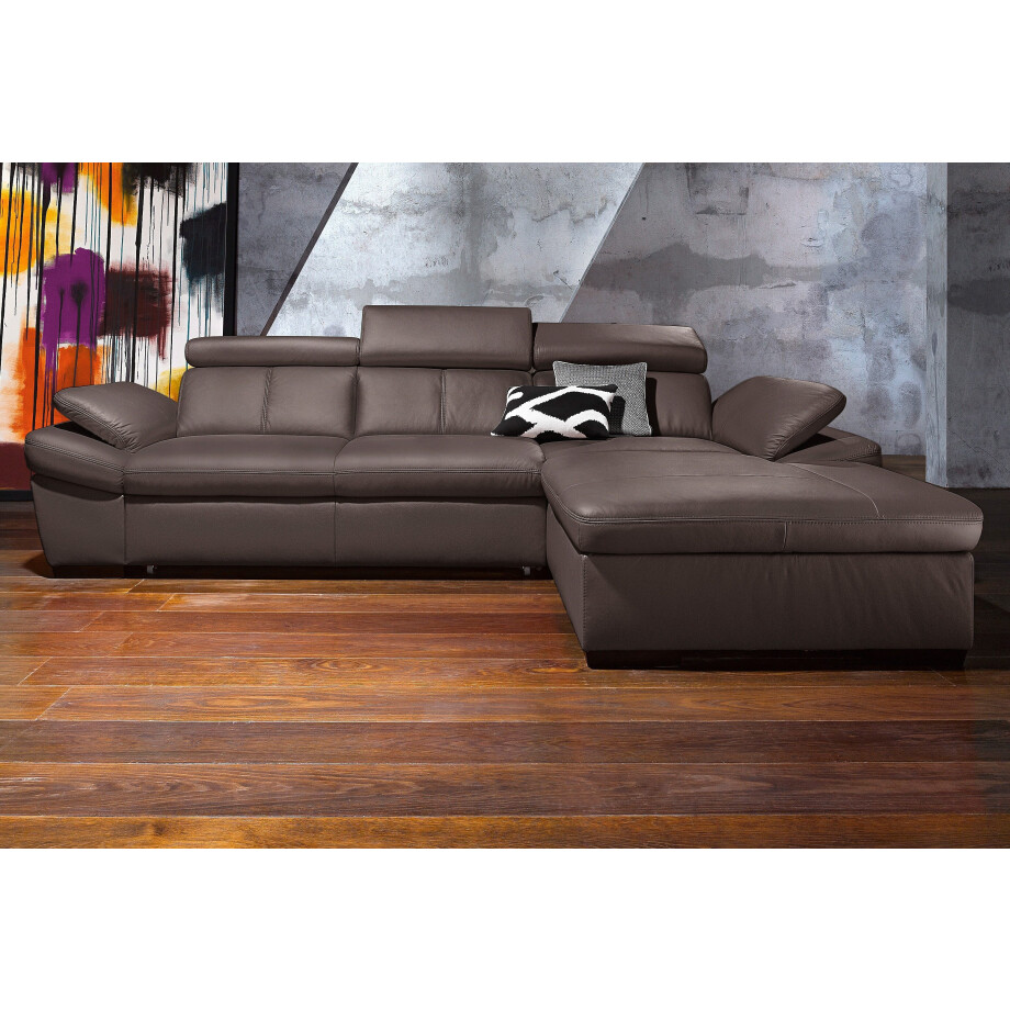 exxpo - sofa fashion Hoekbank Salerno, klassieke moderne functionele bank, hoog zitcomfort, L-vorm inclusief verstelbare hoofdsteun en armleuning, naar keuze met slaapfunctie afbeelding 1