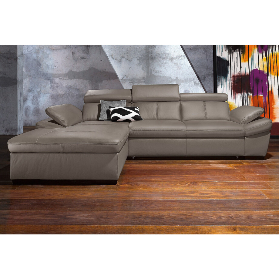 exxpo - sofa fashion Hoekbank Salerno, klassieke moderne functionele bank, hoog zitcomfort, L-vorm inclusief verstelbare hoofdsteun en armleuning, naar keuze met slaapfunctie afbeelding 1