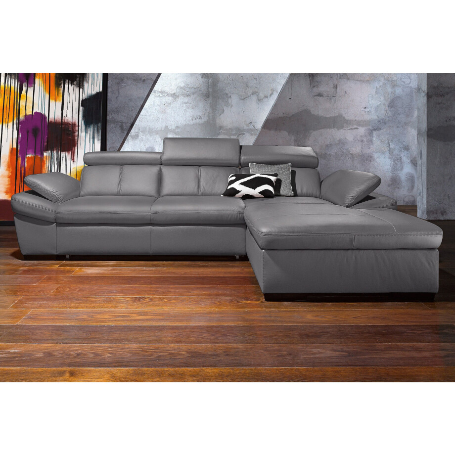 exxpo - sofa fashion Hoekbank Salerno, klassieke moderne functionele bank, hoog zitcomfort, L-vorm inclusief verstelbare hoofdsteun en armleuning, naar keuze met slaapfunctie afbeelding 1