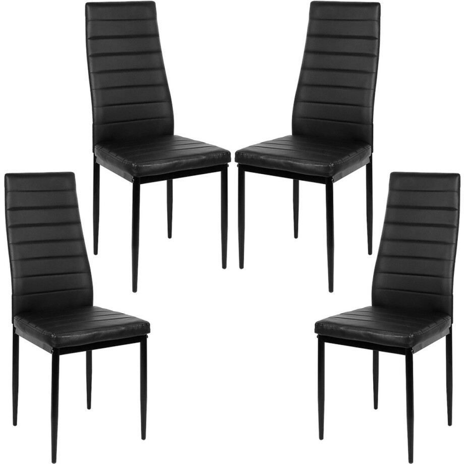 PIPIPOXER-Eetkamerstoelen - Set Van 4 - Eettafelstoel - Keukenstoel -Stoel-PU Leer - Metalen Poten -Zwart PIPIPOXER-Eetkamerstoelen - Set Van 4 - Eettafelstoel - Keukenstoel -Stoel-PU Leer - Metalen Poten -Zwart afbeelding 1