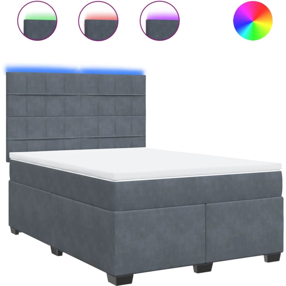 vidaXL - Boxspring - met - matras - fluweel - donkergrijs - 160x200 - cm vidaXL - Boxspring - met - matras - fluweel - donkergrijs - 160x200 - cm afbeelding 1