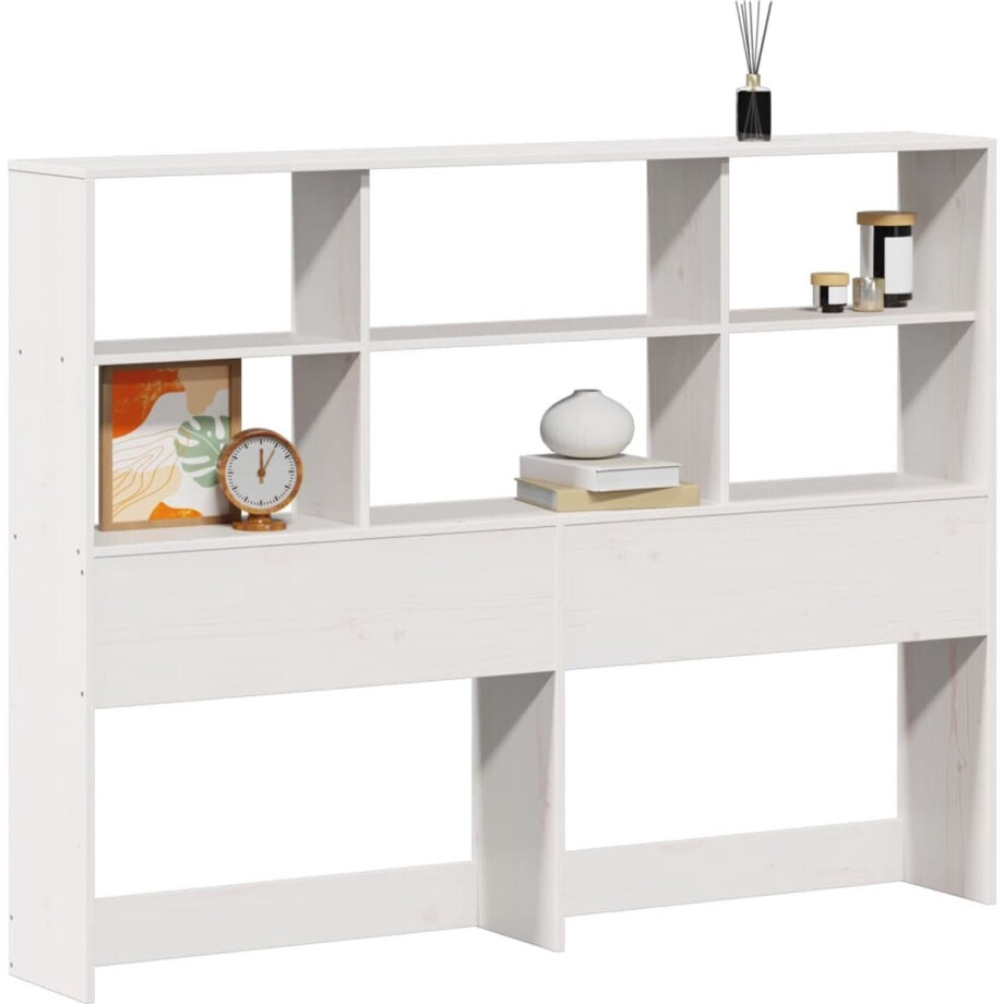 vidaXL - Hoofdbord - met - opbergruimte - 140 - cm - massief - grenenhout - wit vidaXL - Hoofdbord - met - opbergruimte - 140 - cm - massief - grenenhout - wit afbeelding 1