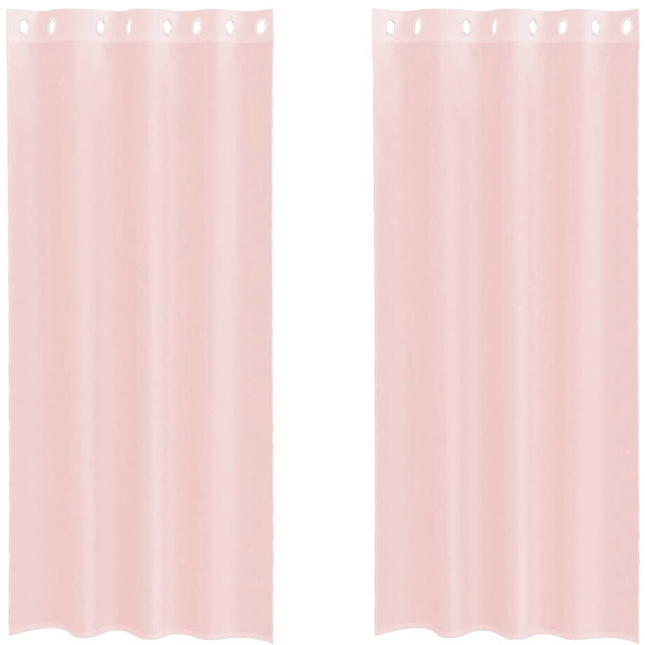vidaXL - Gordijnen - voile - met - doorvoertules - 2 - st - 140x225 - cm - lichtroze afbeelding 1