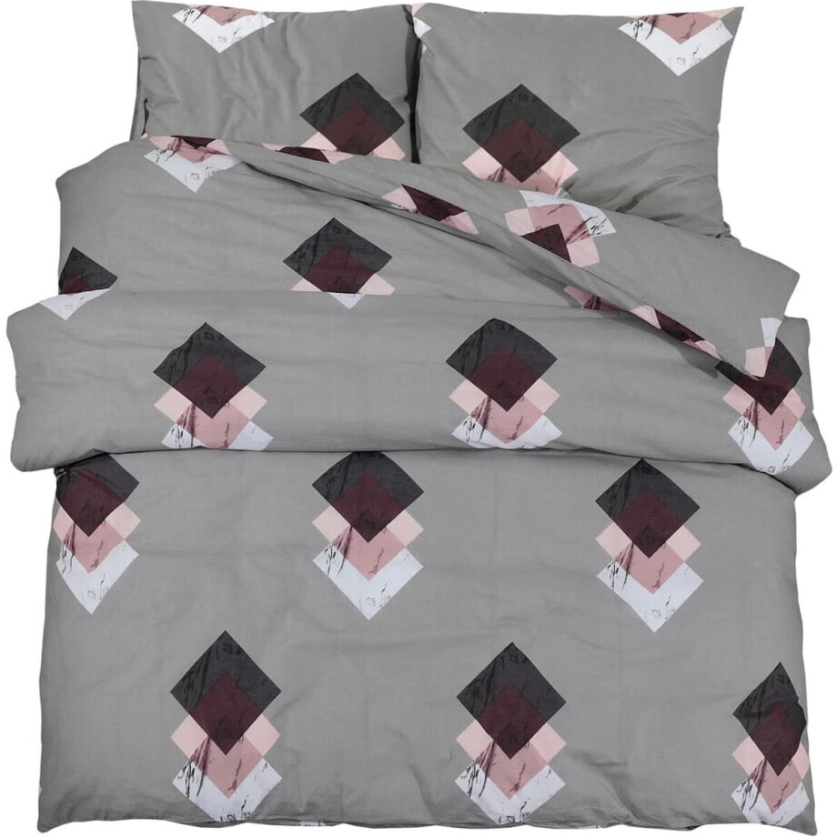 vidaXL - Dekbedovertrekset - 140x200 - cm - katoen - grijs afbeelding 1