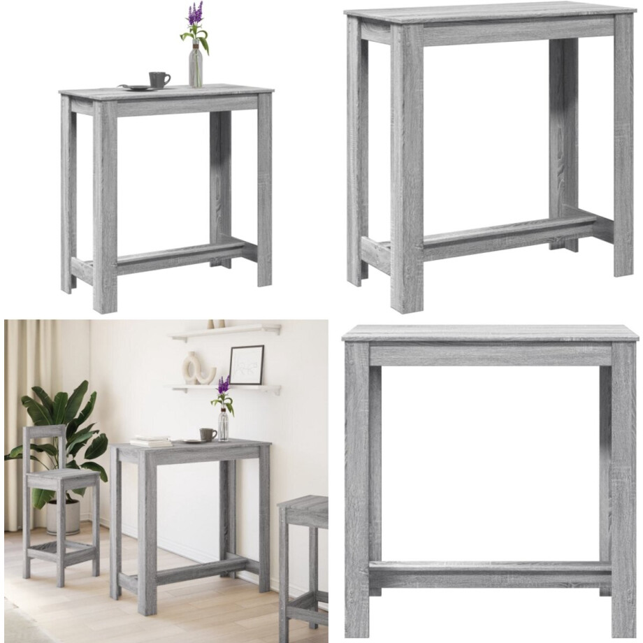 vidaXL - Bartafel - 102x50x103,5 - cm - bewerkt - hout - grijs - sonoma - eikenkleurig vidaXL - Bartafel - 102x50x103,5 - cm - bewerkt - hout - grijs - sonoma - eikenkleurig afbeelding 1
