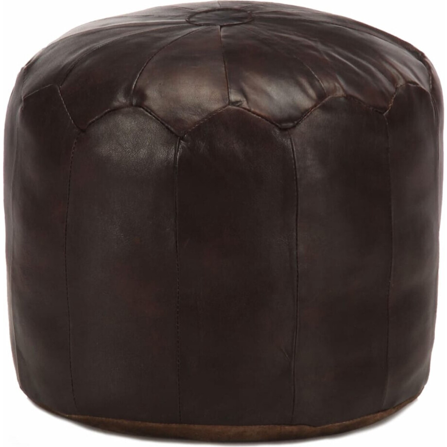 vidaXL - Poef - 40x35 - cm - echt - geitenleer - donkerbruin vidaXL - Poef - 40x35 - cm - echt - geitenleer - donkerbruin afbeelding 1