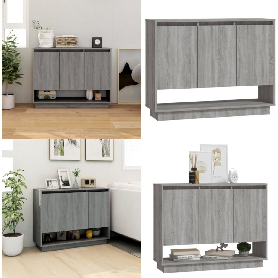 vidaXL Dressoir 97x31x75 cm bewerkt hout grijs sonoma eikenkleurig - Dressoir - Dressoirs - Kast - Opbergkast afbeelding 1