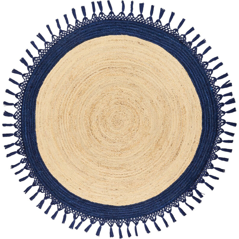 BELIANI MARTS - Vloerkleed - Donkerblauw - 140 cm - Jute afbeelding 1