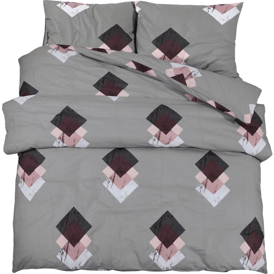 vidaXL - Dekbedovertrekset - 135x200 - cm - katoen - grijs vidaXL - Dekbedovertrekset - 135x200 - cm - katoen - grijs afbeelding 1