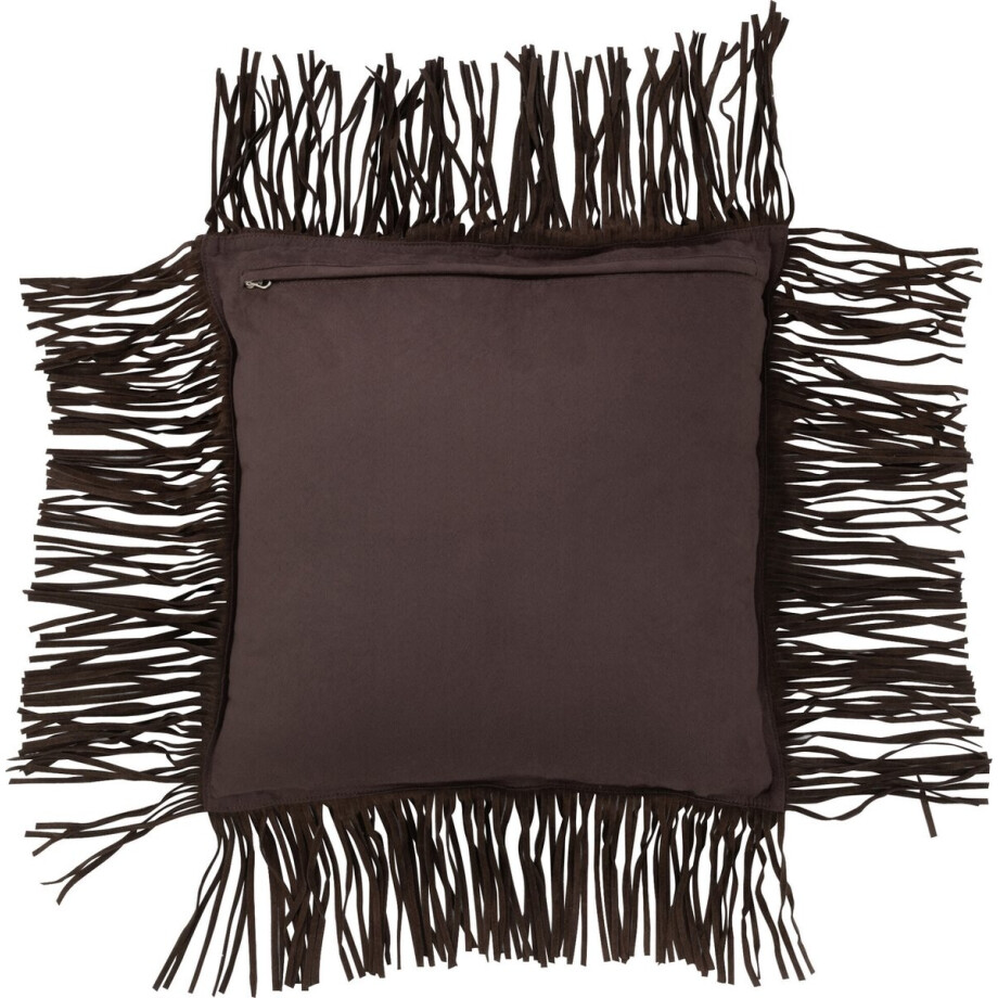 J-Line kussen Franje - leder - bruin J-Line kussen Franje - leder - bruin afbeelding 1