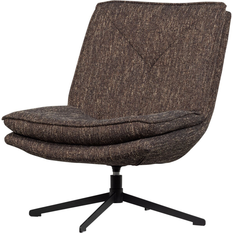 WOOOD Milaro Draaifauteuil - Polyester - Bruin Melange - 88x75x94 afbeelding 1