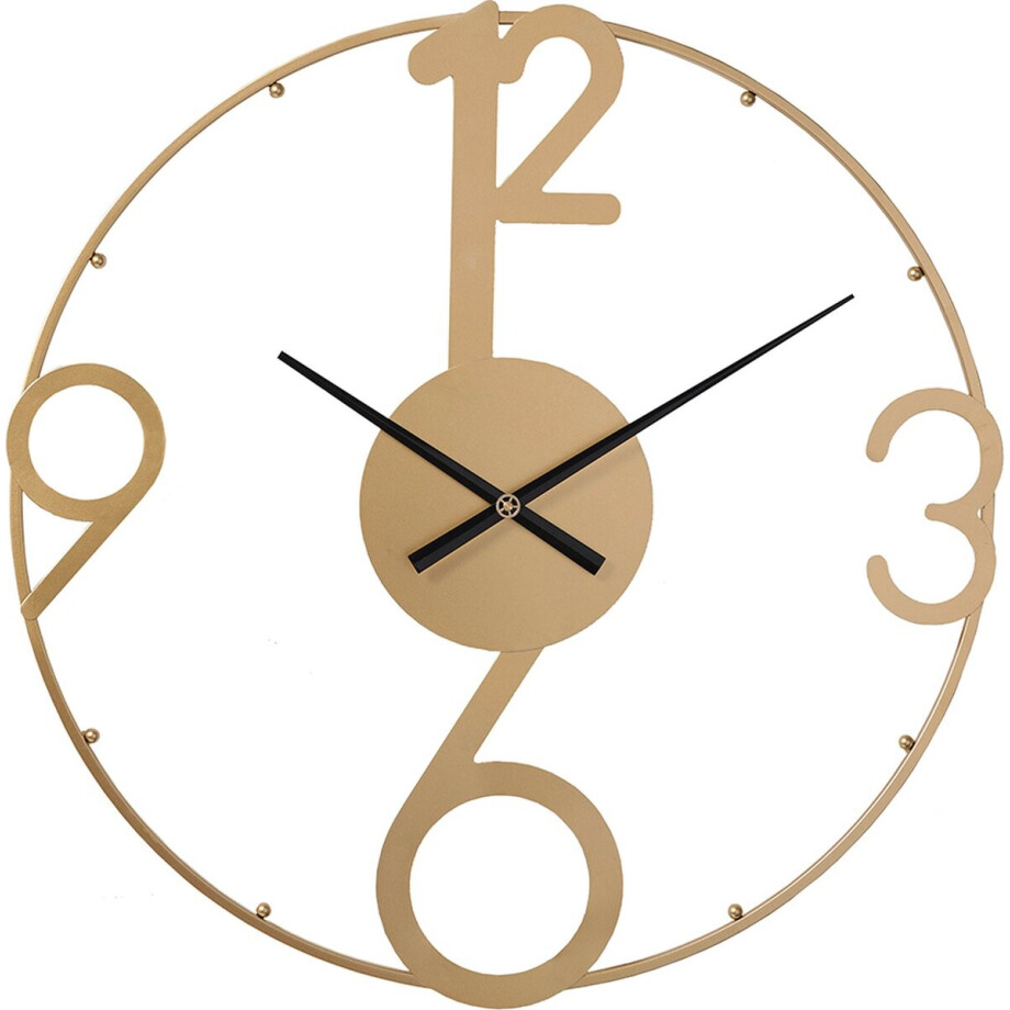 LW Collection Wandklok goud 80cm - Grote moderne gouden wandklok - Industriële wandklok - Gouden Ronde Moderne Klok - Stil uurwerk afbeelding 1