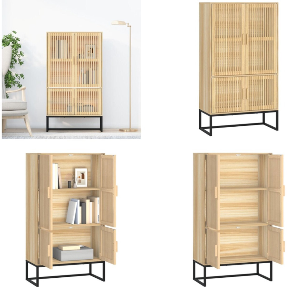 vidaXL Hoge kast 70x35x125 cm bewerkt hout - Hoge Kast - Hoge Kasten - Kast - Houten Kast afbeelding 1