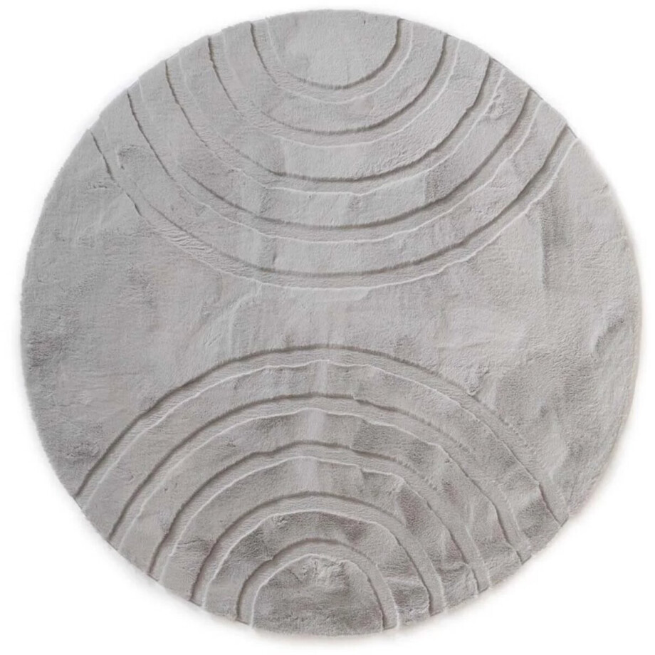 Fluffy vloerkleed rond - Carvy lichtgrijs 100 cm afbeelding 1