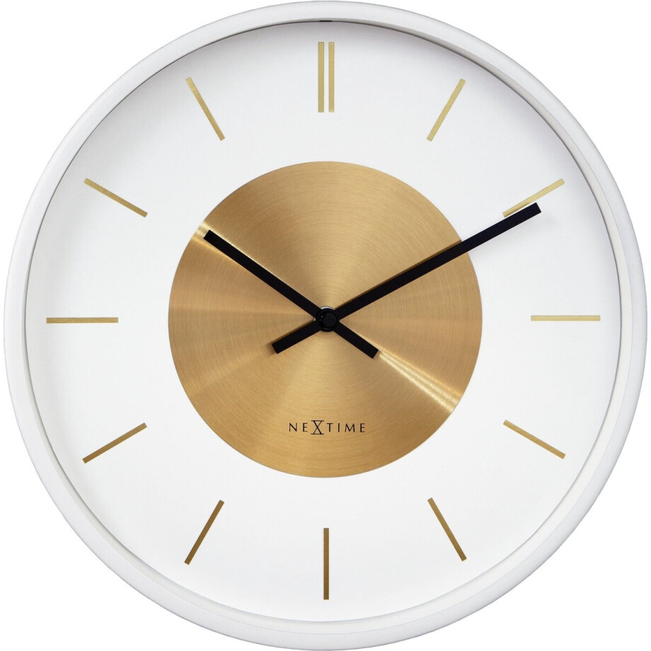 NeXtime Retro II – Wandklok – 25 cm – Metaal – Wit/Goud – Stil afbeelding 1