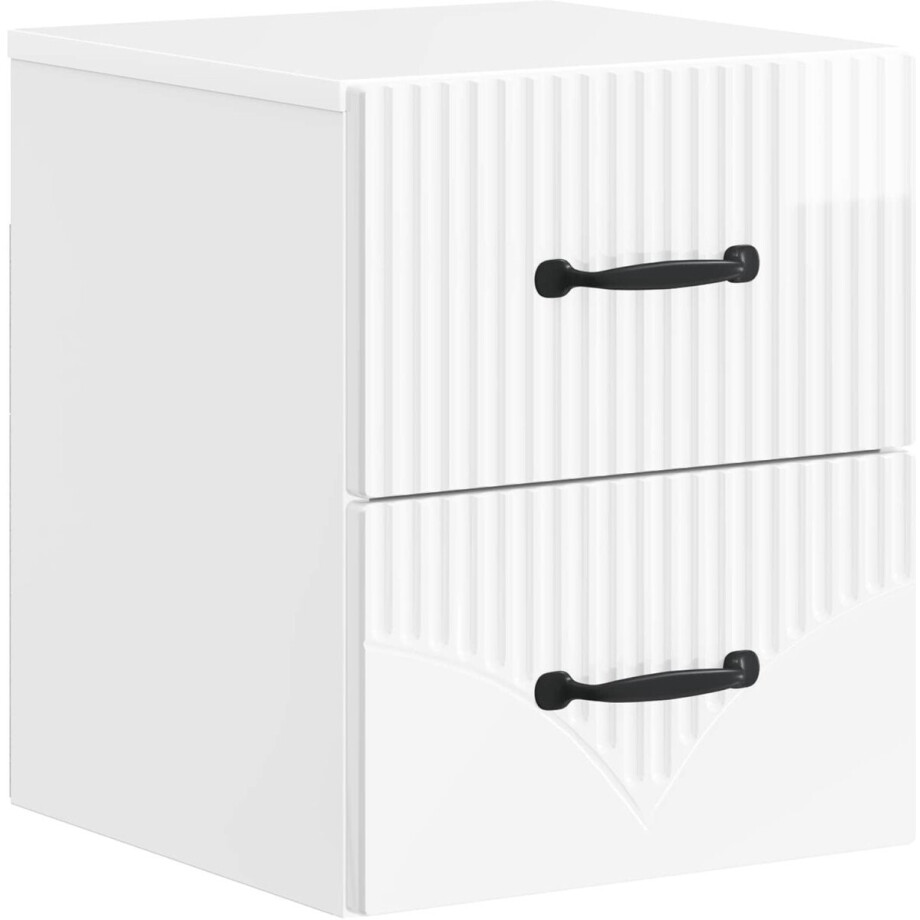 vidaXL - Muurbevestigde - Nachttafel - Hoogglans - Wit - 34,5 - x - 33 - x - 40 - cm afbeelding 1