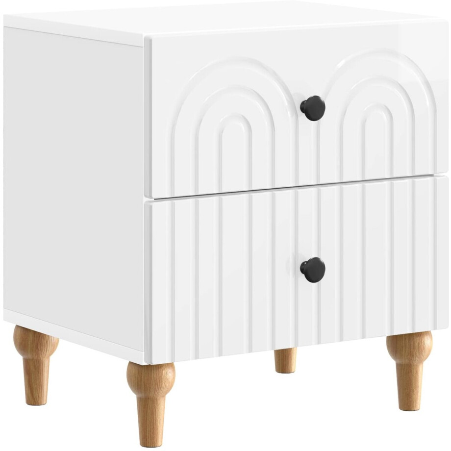 vidaXL - Nachtkastje - Hoogglans - Wit - 43 - x - 34,5 - x - 48 - cm - Bewerkt - hout afbeelding 1