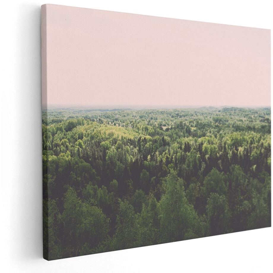 Artaza Canvas Schilderij Eindeloze Bos Met Groene Bomen - 150x120 cm - Groot - Wanddecoratie Woonkamer - Schilderijen - Muurdecoratie afbeelding 1