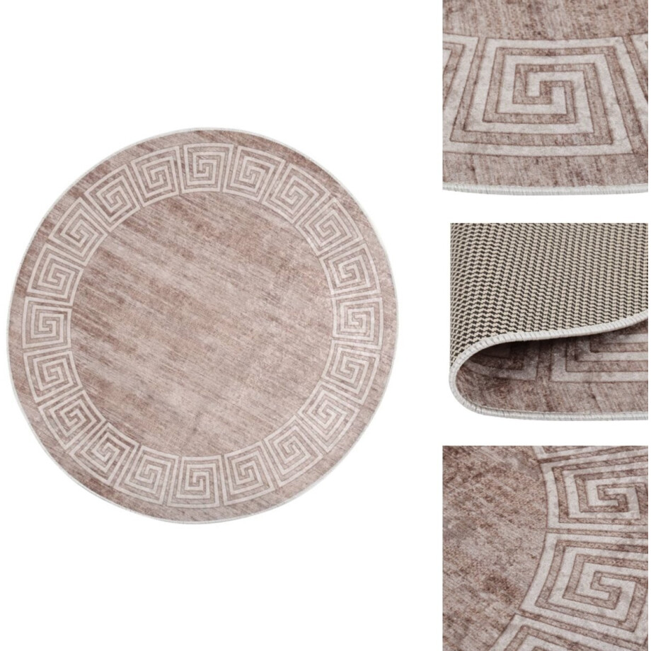 vidaXL Vloerkleed - Vloerkleden - Loper Vloerkleed - Loper Vloerkleden - Vloerkleed wasbaar anti-slip 120 cm beige afbeelding 1