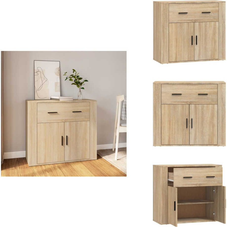 vidaXL Dressoir - Dressoirs - Kast - Wandkast - Dressoir 80x33x70 cm bewerkt hout sonoma eikenkleurig afbeelding 1