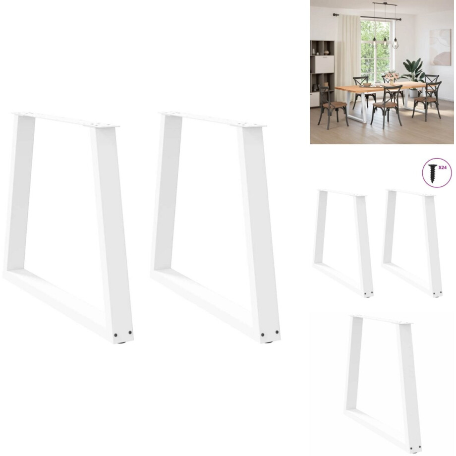 vidaXL Eettafelpoot - Eettafelpoten - Tafelpoot - Meubeltafelpoot - Eettafelpoten 2 st V-vormig 80x(72-73,3) cm staal wit afbeelding 1