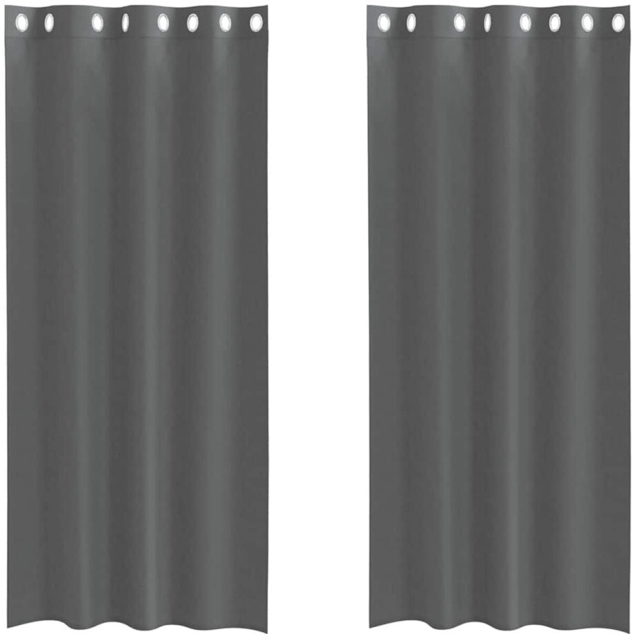 vidaXL - Gordijnen - voile - met - doorvoertules - 2 - st - 140x225 - cm - donkergrijs afbeelding 1