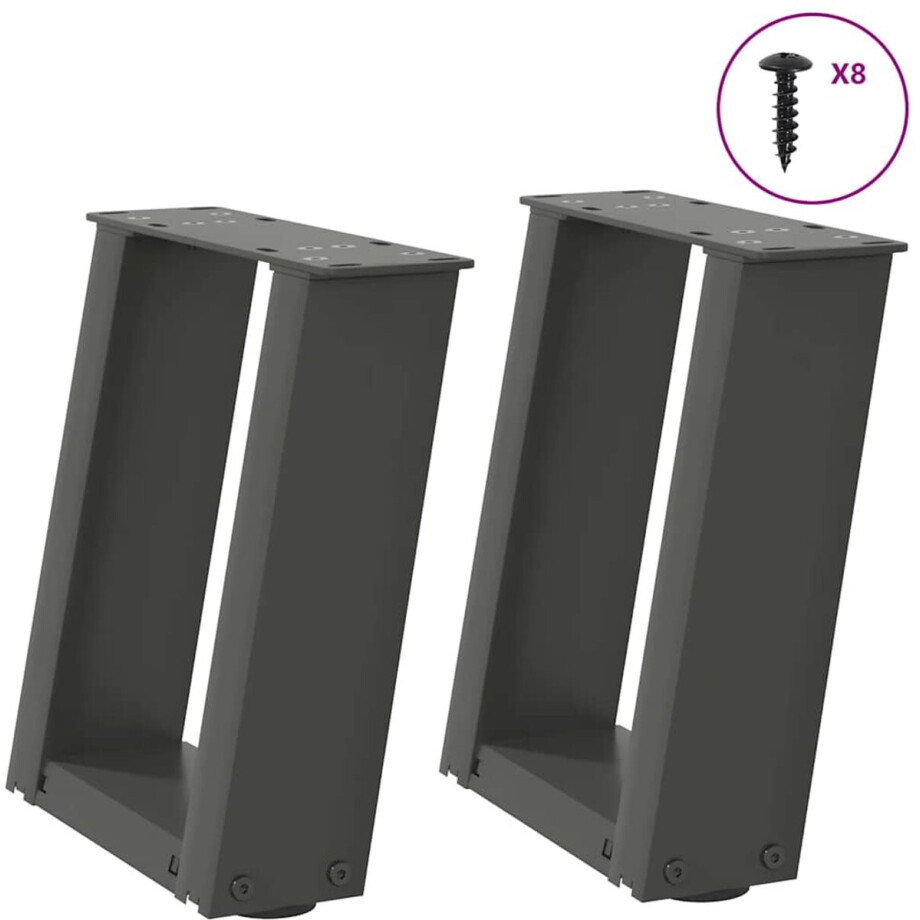 vidaXL Salontafelpoten - U-vormig - Staal - Antraciet Salontafelpoten - Metalen Tafelpoten - Salontafels - Tafelvoet - Modern Design afbeelding 1