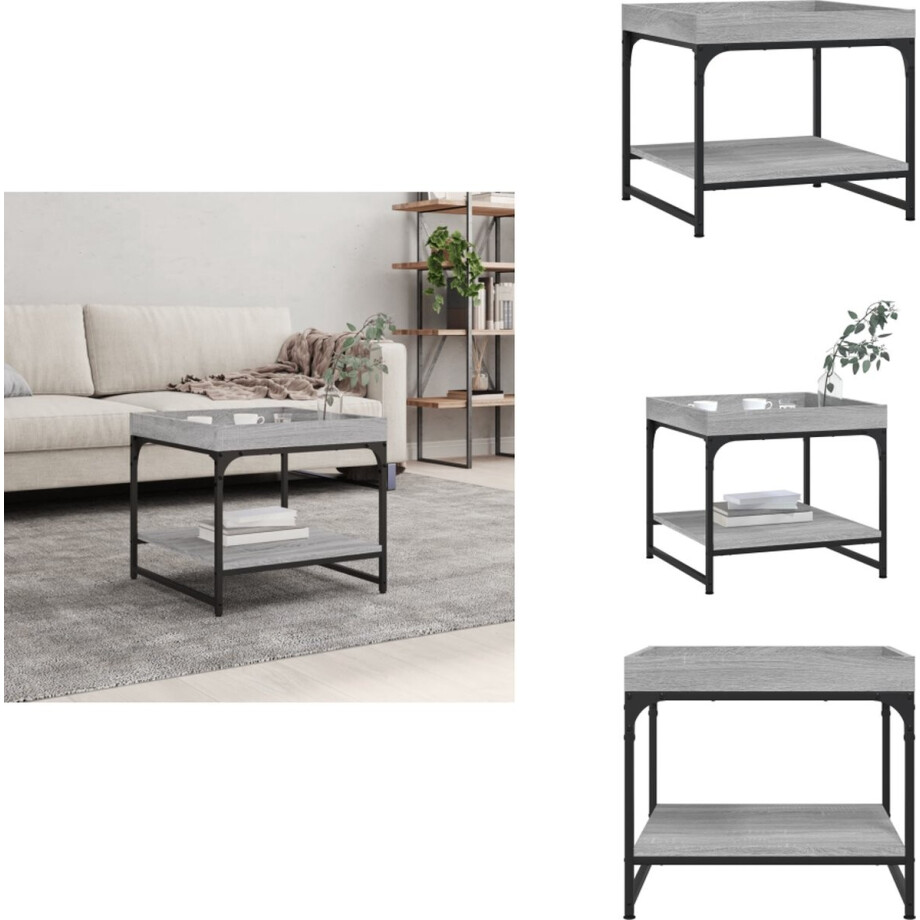 vidaXL Salontafel - Salontafels - Bijzettafel - Banktafel - Salontafel 49,5x49,5x45 cm bewerkt hout grijs sonoma eikenkleur vidaXL Salontafel - Salontafels - Bijzettafel - Banktafel - Salontafel 49,5x49,5x45 cm bewerkt hout grijs sonoma eikenkleur afbeelding 1