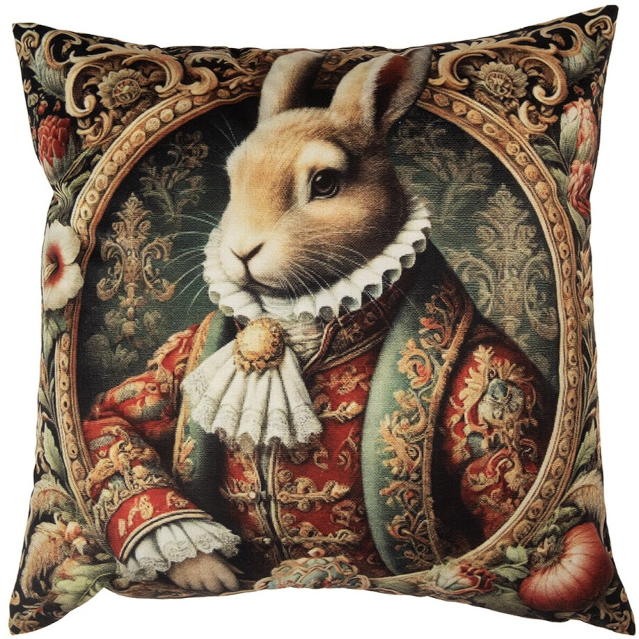 Clayre & Eef Kussenhoes 45x45 cm Beige Polyester Konijn Clayre & Eef Kussenhoes 45x45 cm Beige Polyester Konijn afbeelding 1