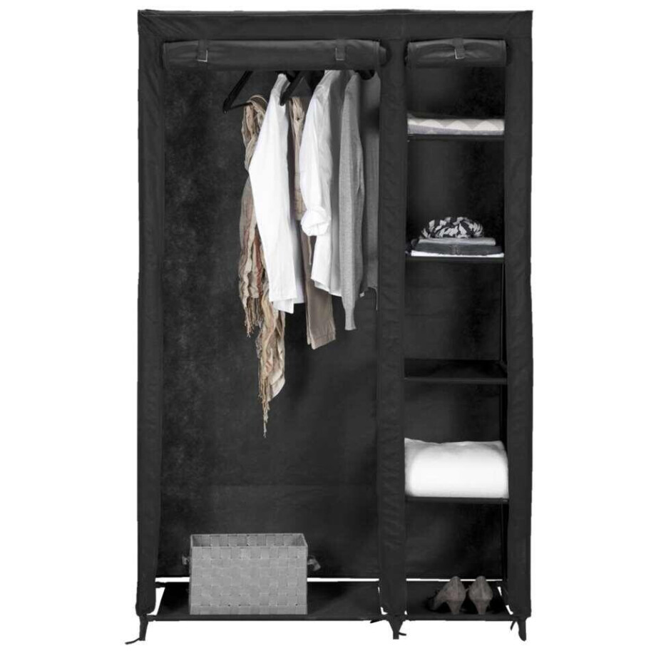 Leen Bakker - Garderobekast Gent - Antraciet - 178x110x46 Cm - Stof - Grijs Leen Bakker - Garderobekast Gent - Antraciet - 178x110x46 Cm - Stof - Grijs afbeelding 1