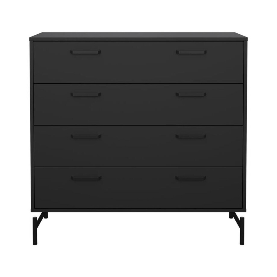 Leen Bakker - Ladekast Canada - Mat - 96x99x40 Cm - Spaanplaat - Zwart - 98.7x95.8x39.8 Cm Leen Bakker - Ladekast Canada - Mat - 96x99x40 Cm - Spaanplaat - Zwart - 98.7x95.8x39.8 Cm afbeelding 1