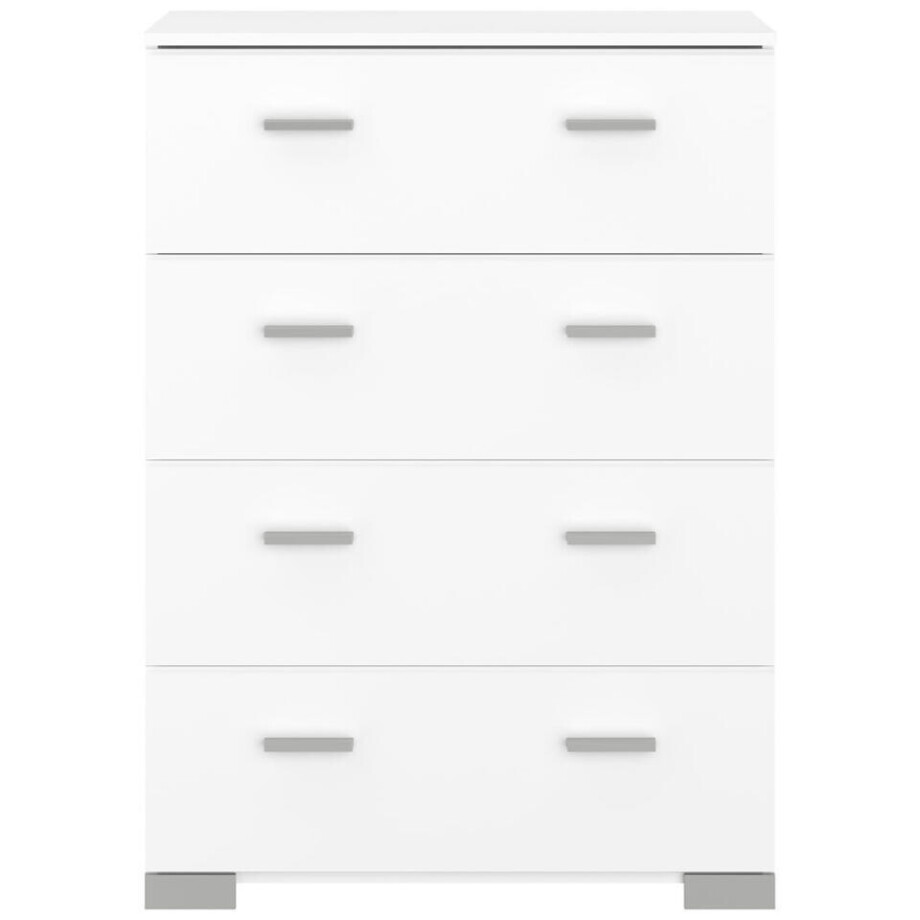 Leen Bakker - Ladekast Timo 4 Lades - 106,3x76,5x39,8 Cm - Spaanplaat - Wit - 39.8x76.5x106.3 Cm afbeelding 1