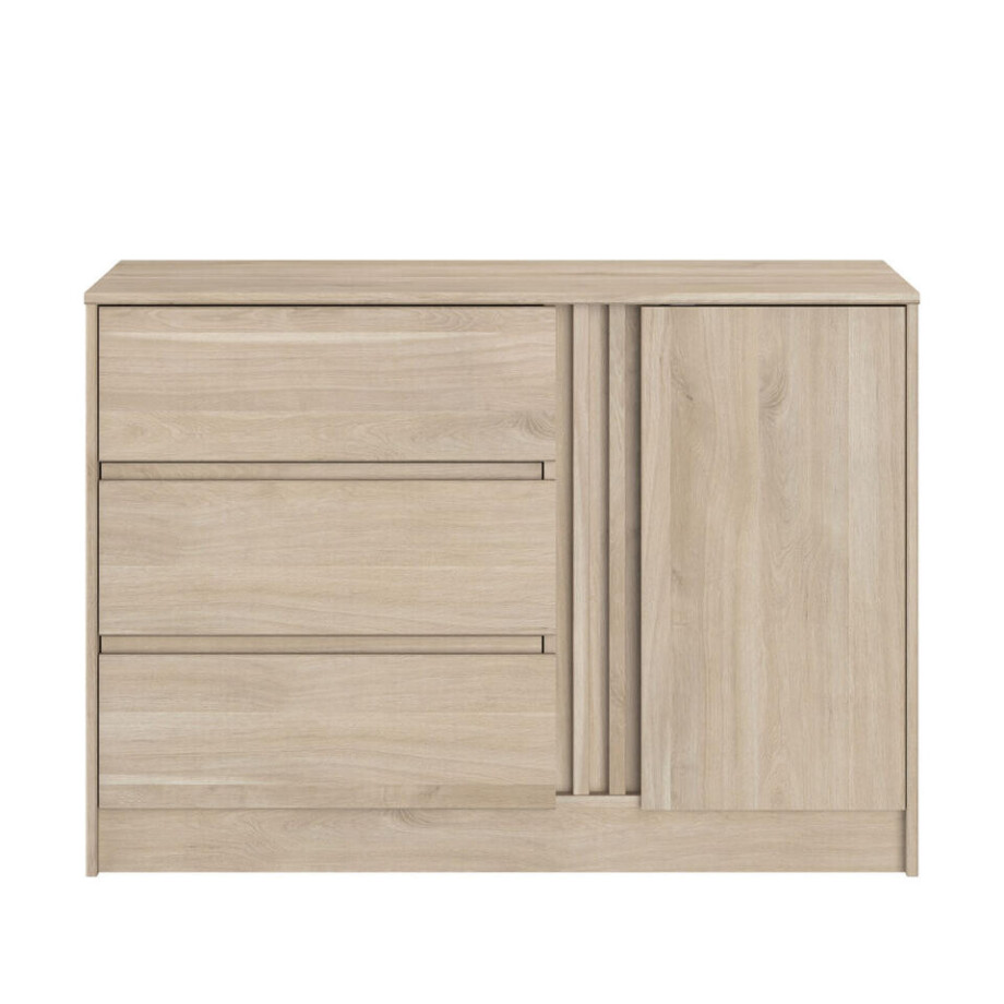 Leen Bakker - Dressoir Evi - Eikenkleur - 76,8x109,8x50 Cm - Spaanplaat - Beige afbeelding 1