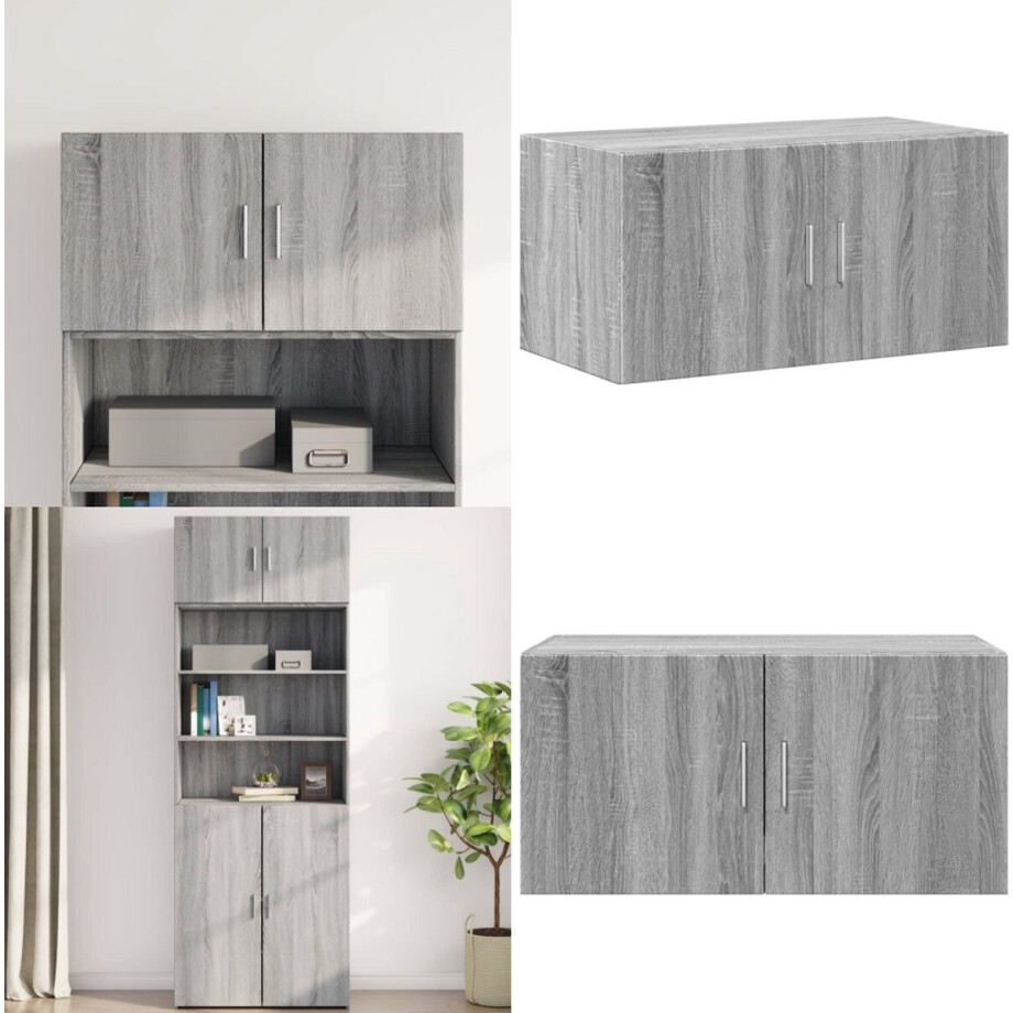 vidaXL Wandkast 80x42,5x40 cm bewerkt hout grijs sonoma eikenkleurig - Wandkast - Wandkasten - Hangkast - Hangende Kast afbeelding 1