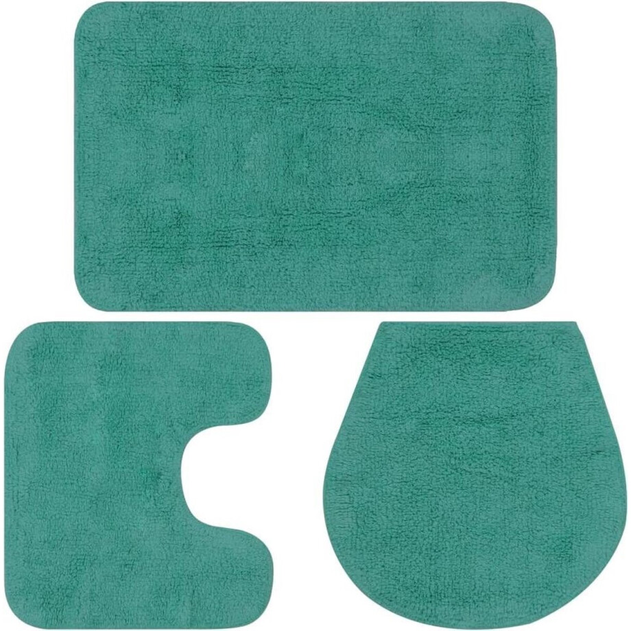 vidaXL - Badmattenset - stof - turquoise - 3-delig afbeelding 1