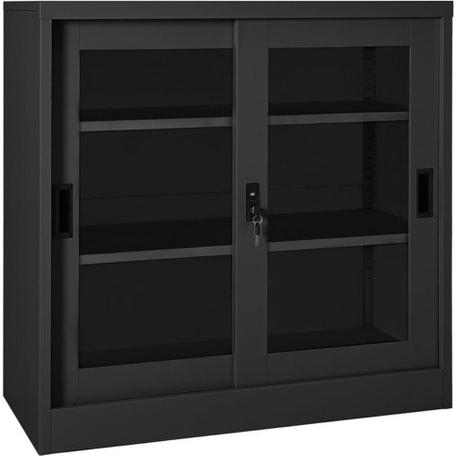 vidaXL - Roldeurkast - 90x40x90 - cm - staal - antracietkleurig vidaXL - Roldeurkast - 90x40x90 - cm - staal - antracietkleurig afbeelding 1
