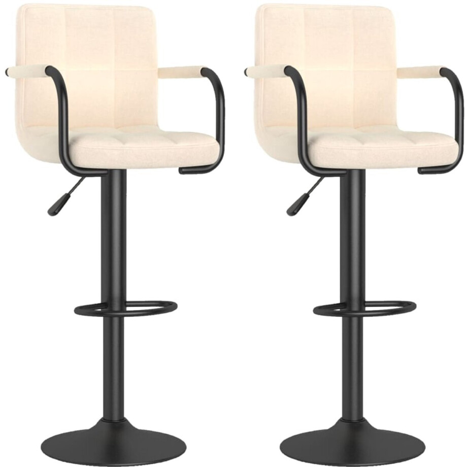 vidaXL - Barkrukken - 2 - st - stof - crèmekleurig afbeelding 1