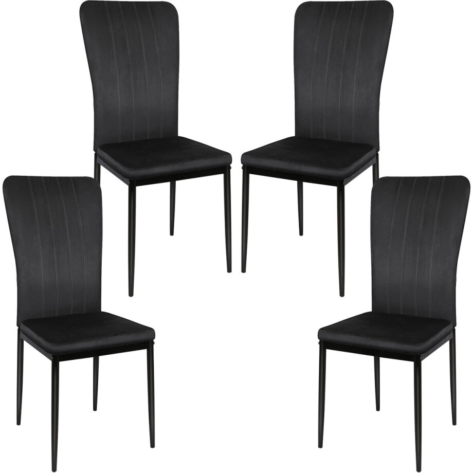 PIPIPOXER Eetkamerstoelen -Set van 4 - Velvet bekleed - Keukenstoel of eetkamerstoel - Zwart afbeelding 1