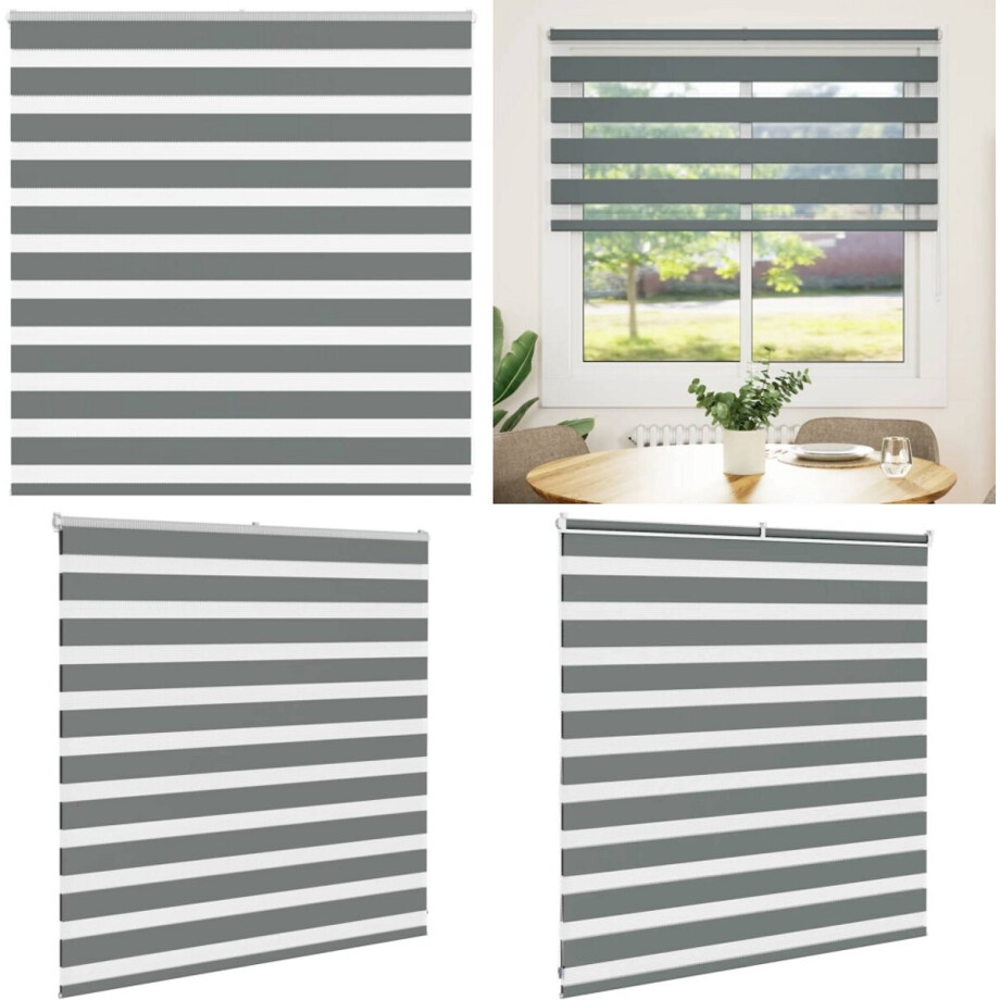 vidaXL Zebra rolgordijn 140x100 cm stofbreedte 135,9 cm donkergrijs - Zebra Jaloezie - Zebra Jaloezieën - Zebra Rolgordijn - Dubbel Rolgordijn afbeelding 1