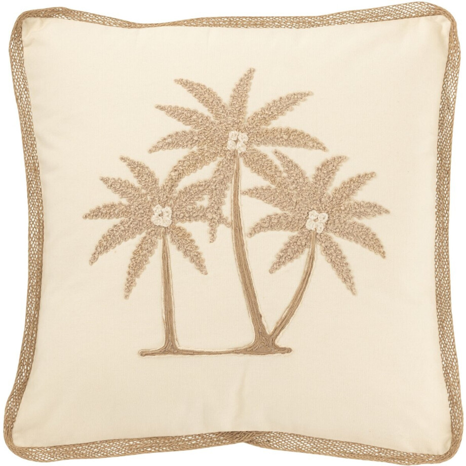 J-Line kussen Vierkant Palmbomen - katoen - creme/beige J-Line kussen Vierkant Palmbomen - katoen - creme/beige afbeelding 1