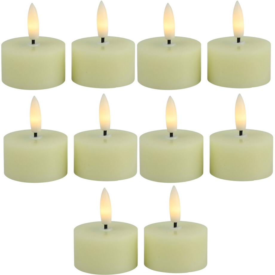 Countryfield LED theelichtjes/waxinelichtjes - 10x st - creme wit - D4 x H5,2 cm - met timer afbeelding 1
