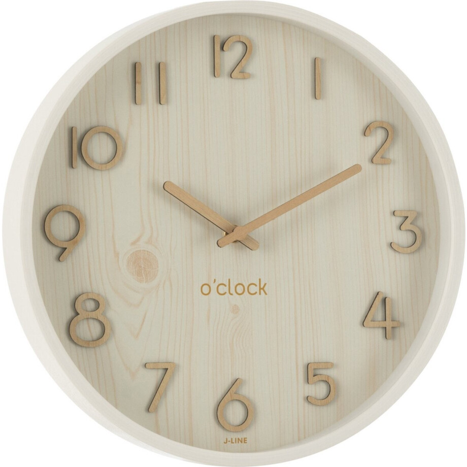 J-Line klok - multiplex/hout - wit - small - Ø 30 cm J-Line klok - multiplex/hout - wit - small - Ø 30 cm afbeelding 1