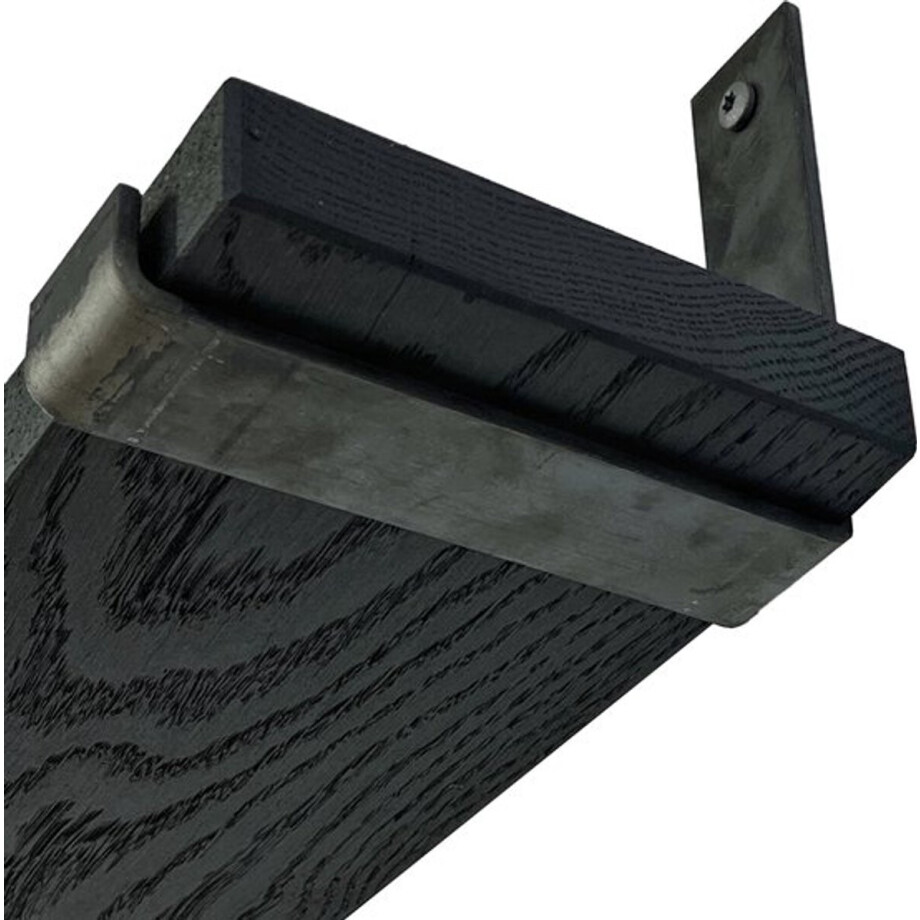 GoudmetHout - Zwarte Eiken Wandplank - 260x15 cm - Plankdragers L-UP Zonder Coating GoudmetHout - Zwarte Eiken Wandplank - 260x15 cm - Plankdragers L-UP Zonder Coating afbeelding 1