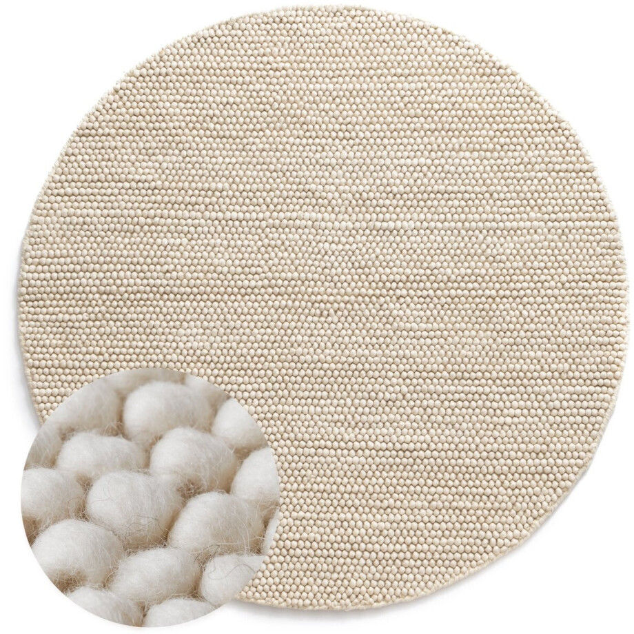 Rond wollen vloerkleed - Fjell wit 250 Rond wollen vloerkleed - Fjell wit 250 afbeelding 1