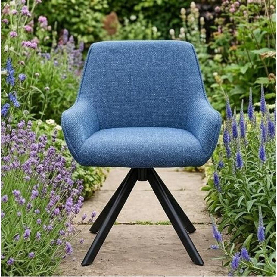Draaibare Eetkamerstoelen Set van 4 62x57x82 cm – 360° Draaibaar, Gestoffeerde Stoelen met Armleuningen, Ergonomische Rugleuning, Metalen Frame, Belastbaar tot 150 kg, Linnen Beige – Urbanhome afbeelding 1